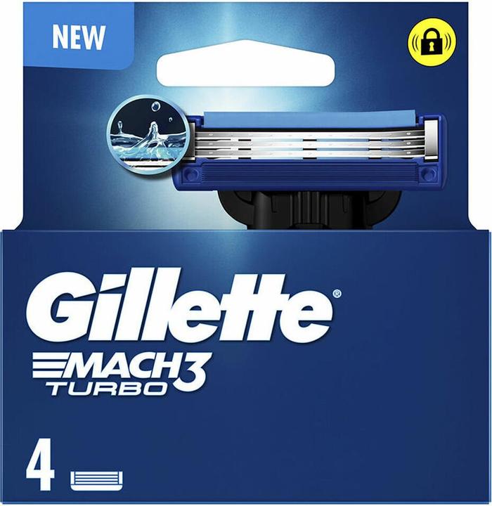 Actual product image Gillette Mach-3 Turbo Cartridge Razor 3 Blades - Pack of 4