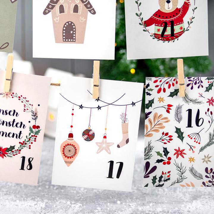 Papierdrachen Advent calendar set - 24 cards to fill in