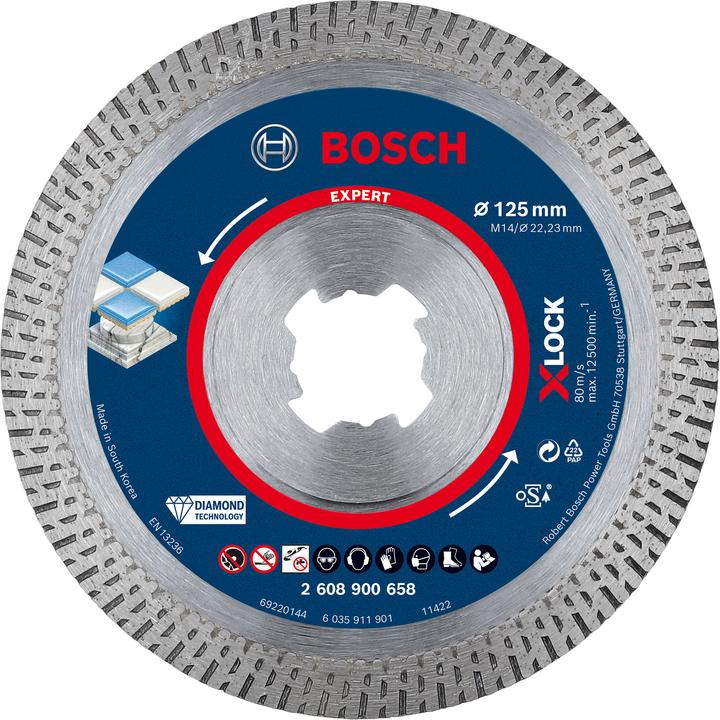 Bosch Professional Zubehör Dischi da taglio diamantati Expert HardCeramic X-LOCK, 125 x 22,23 x 1,4 x 10 mm