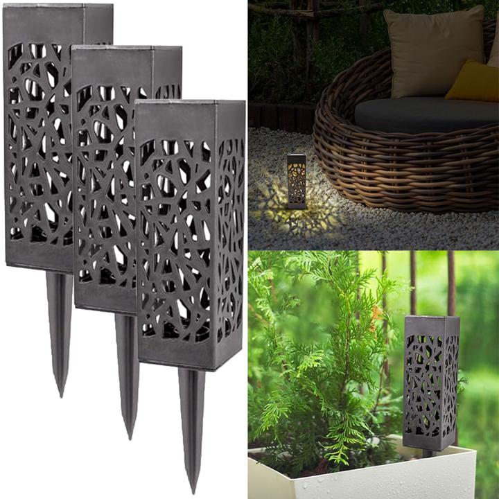 Produktbild Eaxus 3er-Set LED Solar Gartenleuchte mit Erdspiess, Garten-Laterne mit Solarpanel (IP44)