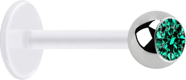 Immagine prodotto Star Piercing Micro Labret trasparente con sfera in argento e cristallo turchese (senza ottone, Acciaio chirurgico 316L, Bioflex)