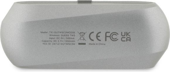 Produktbild Guess Kabellose Kopfhörer Elongated Metallic ENC TWS Bluetooth Headset - Silbergrau (ANC, 26 h, Kabellos)