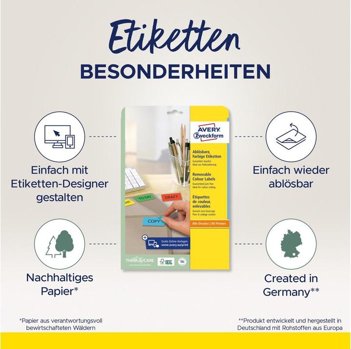 Actual product image Avery Farbige Etiketten, ablösbar