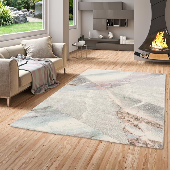 Produktbild Pergamon Designer Teppich Maui Pastell Marmor Optik Trend (120 x 170 cm)