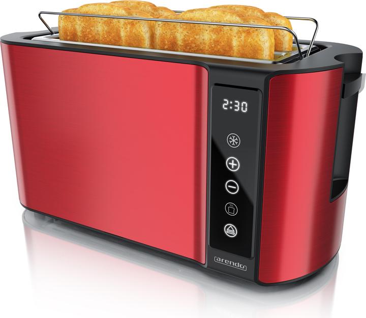 Image du produit Arendo Grille-pain en acier inoxydable 4 tranches à fente longue, support à petits pains, écran avec