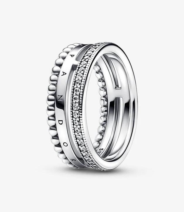 Immagine prodotto Pandora Anello Logo Signature con pavé e perline (54, 925 Argento)