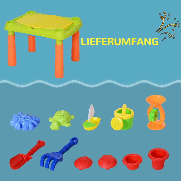 Produktbild Homcom Kinder Sandkastentisch mit 16-tlg. Zubehör