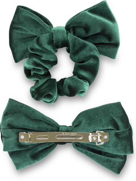 Produktbild Trisa Hair - Velvet Scrunchie & Bow Hair Clip Green