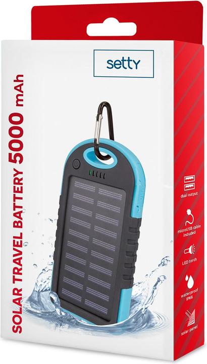 Productafbeelding Setty solar power bank 5000 mAh blue R (5000 mAh)