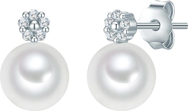 Valero Pearls Damen Sterling Silber Zirkonia Süsswasser-Zuchtperle silber - 32370 (Sterling Silber)
