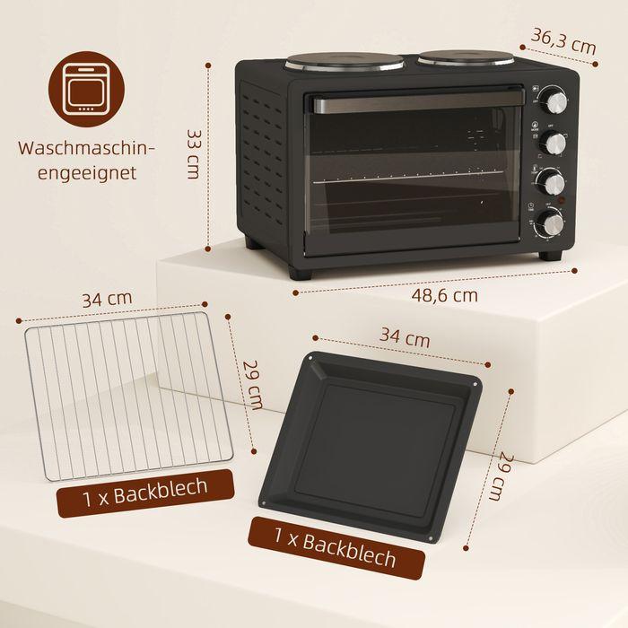Image du produit Swisshandel24 Minibackofen 28 L 2600W Mini Backofen 100-230℃ 60 Min. Timer Schwarz