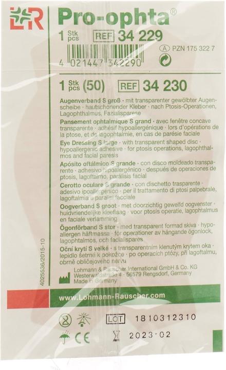 Produktbild Pro Ophta S Augenverband L durchsichtig (1 x)
