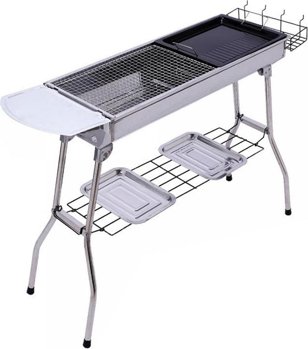 JTI Tragbarer Grill mit Zubehör - Edelstahl (60 cm)