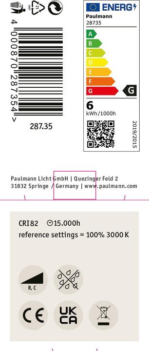 Energy Label Paulmann Reflector (GU10, 6 W, 350 lm, 1 x, G)