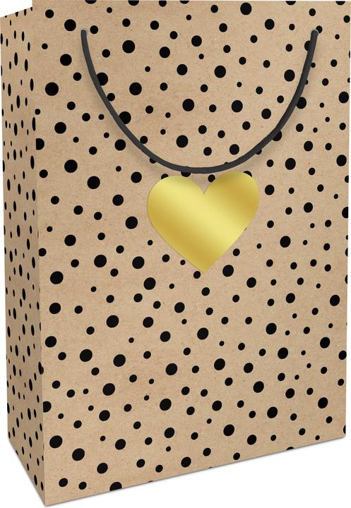 Actual product image Zishka Carrier Bag Kraft Paper Polka Dots with Heart (Gift bag)
