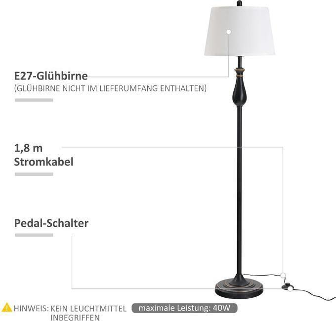 Produktbild Swisshandel24 3er-Lampenset 2 Tischlampe(ø38 x 158H cm) + 1 Stehlampe(ø30 x 62H cm) Vintage, Schwarz+Weiss, Metal (E27)