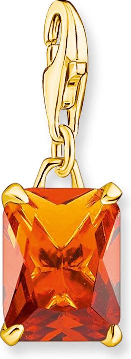 Thomas Sabo Charm-Anhänger Grosser Stein orange (750 Gelbgold Vergoldung, 925 Sterlingsilber)