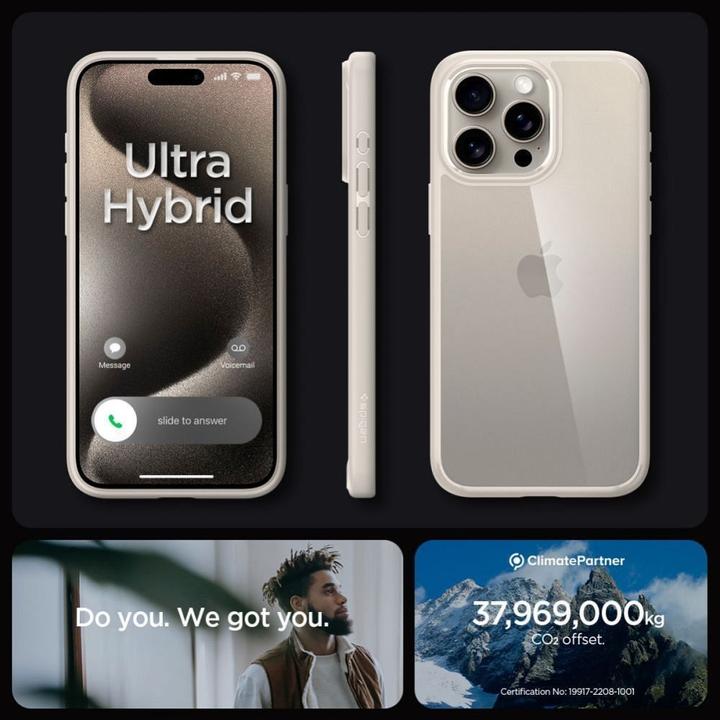 Actual product image Spigen Ultra Hybrid case for iPhone 15 Pro - natural titanium (Apple iPhone 15 Pro)