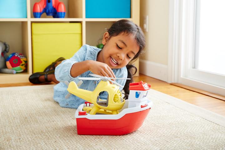 Actual product image Green Toys Lifeboat with helicopter