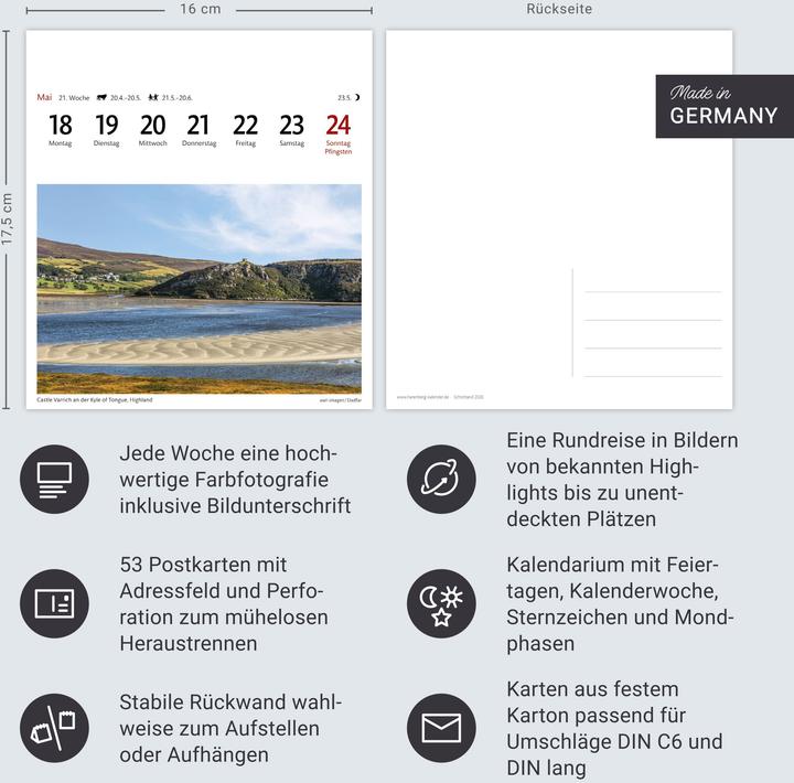 Produktbild Harenberg Schottland Sehnsuchtskalender 2026 - Wochenkalender mit 53 Postkarten (Deutsch)