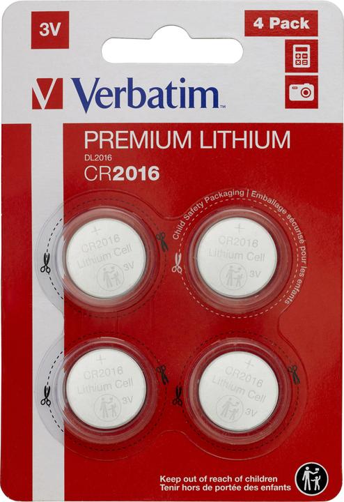 Verbatim LITHIUM BATTERY CR2016 3V 4 (4 Stk., CR2016)