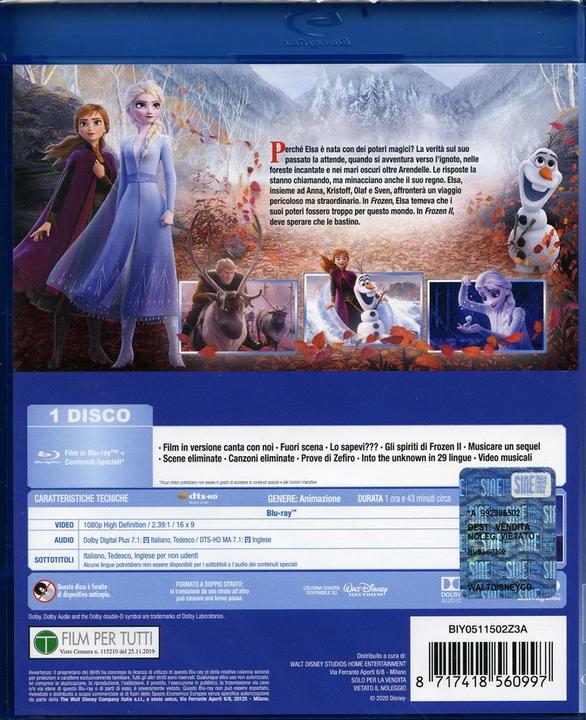 Immagine prodotto Frozen 2: Il segreto di Arendelle (Blu-ray, 2019, Tedesco, Inglese, Italiano)