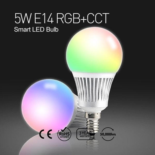 Image du produit Milight Ampoule LED E14 RGB+KW/WW 5W (E14, 5 W, 450 lm, 1 x, F)