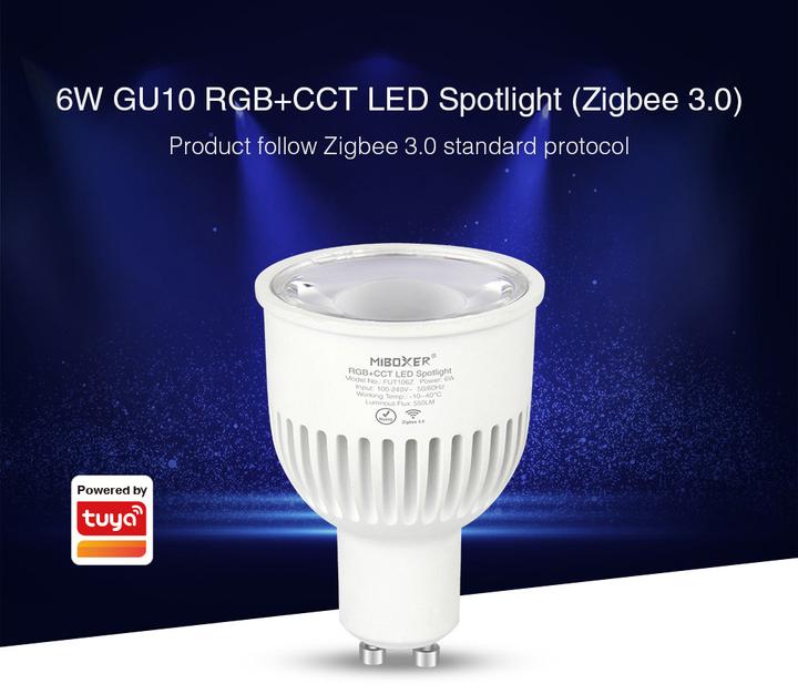 Actual product image Milight Zigbee 3.0 Smart LED Spot GU10 RGB+KW/WW 6W (GU10, 6 W, 550 lm, 1 x, E)