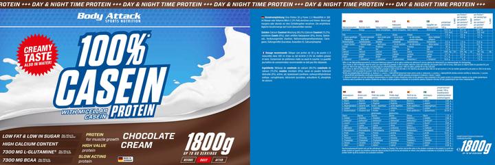 Actual product image Body Attack 100 % Casein Protein (900g can) (Chocolate, 1 pcs., 900 g)