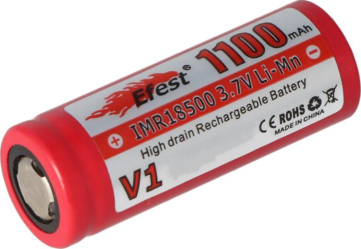 Actual product image Efest Akku IMR 18500 V1 - (Pluspol flach) (1 pcs., 18500, 1100 mAh)