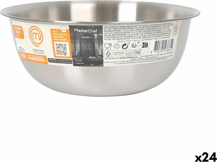 Image du produit Masterchef Bowl Stainless steel 1,2 L 19 x 7,5 cm (24 Units) (1.20 l, 24 x)
