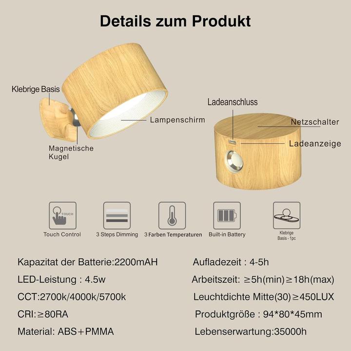 Actual product image Lumina Swiss Innovate wood LED wall light (450 lm)