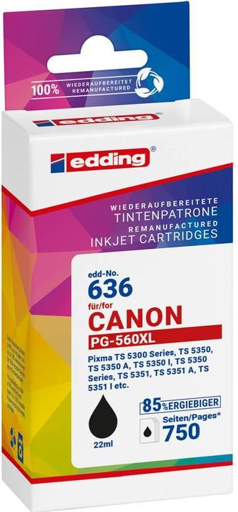 Produktbild Edding EDD-636 schwarz Druckerpatrone kompatibel zu Canon PG-560XL (BK)