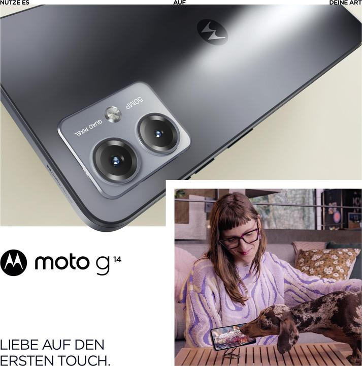 Image du produit Motorola Moto G14 (128 Go, Gris acier, 6.50", Double SIM, 50 Mpx, 4G)