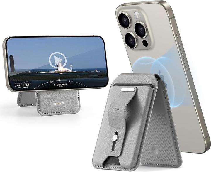 Produktbild ESR - Desk Holder HaloLock Findmy Wallet - Artificial Leather Wallet Stand - Natural Titanium
