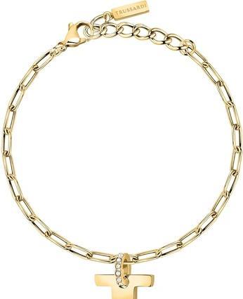 Trussardi Stylish gold-plated bracelet with T-Logo crystals TJAXC24