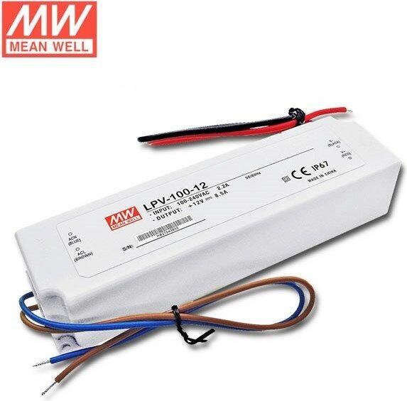 Produktbild MeanWell Netzteil gekapselt IP67 12V 8,5A 102W (Überspannungsschutzadapter)