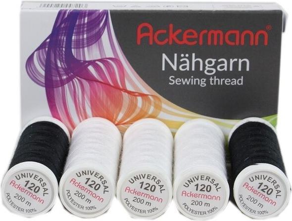 Actual product image 5X 200m UNIVERSAL SEWING YARN (all-purpose sewing thread), thickness 120, 100% polyester