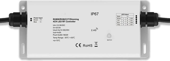 Isoled Sys-Pro Funk Mesh PWM-Dimmer IP67, 1-4 Kanal, 12-36V DC 4x5A
