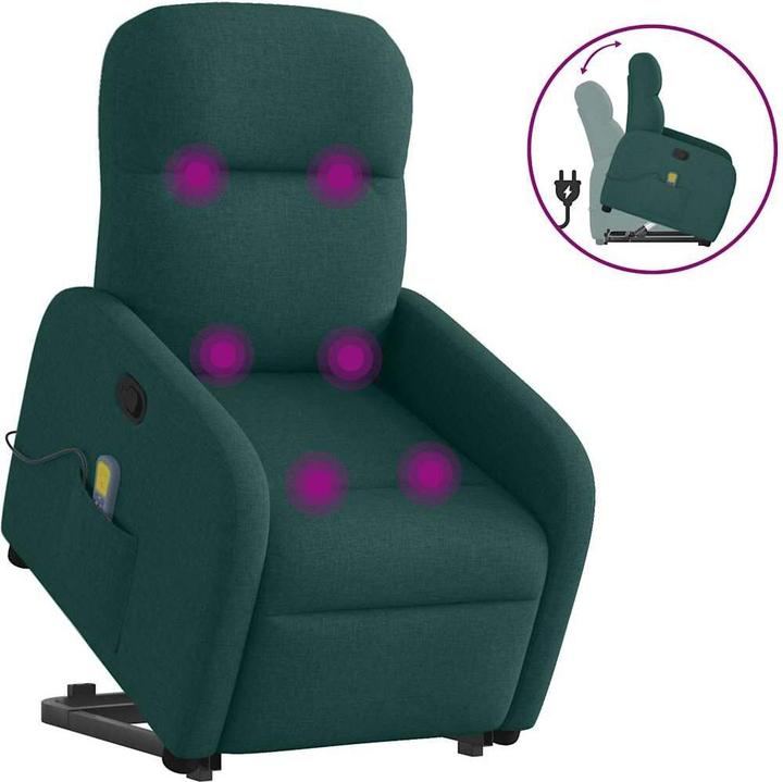 Produktbild VidaXL Massagesessel mit Aufstehhilfe Dunkelgrün Stoff