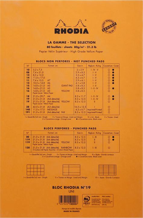 Immagine prodotto Rhodia Blocchi pinzati 80g Basi (A4+, Nessuna, Copertina morbida)