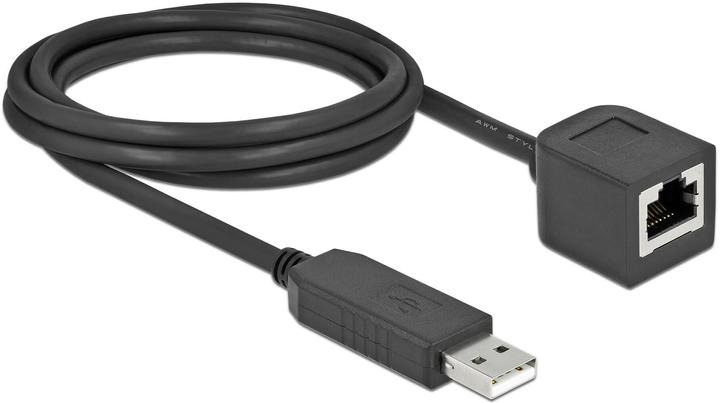 Produktbild Delock Serielles Anschlusskabel mit FTDI Chipsatz, USB 2.0 Typ-A Stecker zu RS-232 RJ45 Buchse 2 m schwarz (2 m, USB 2.0)