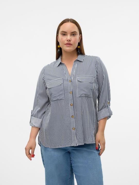 Vero Moda Normal geschnitten Hemdkragen Curve Ärmel mit Umschlag Hemd Hemd (52)
