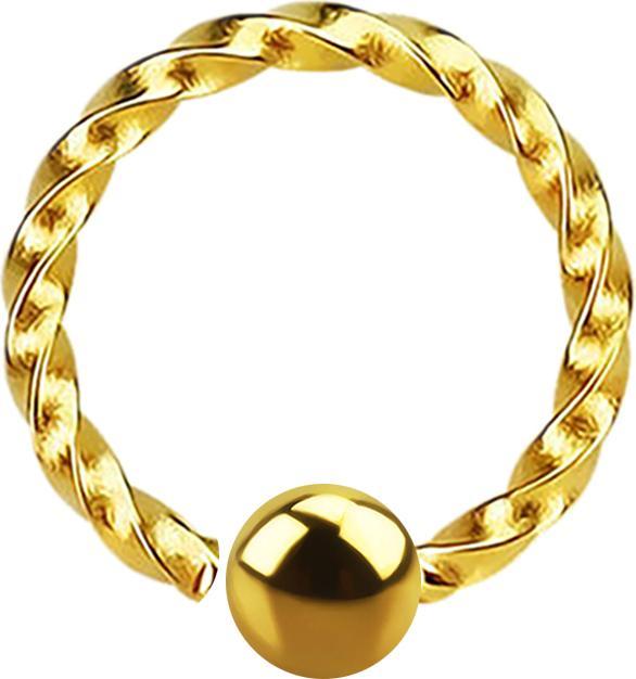 Actual product image Star Piercing Micro Closure Ring gold plated with ball braided fixed on one side (without brass, Surgical steel 316L)