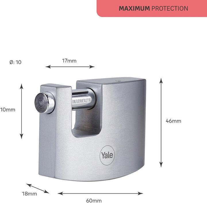 Actual product image Yale Y124B/60/110/1 padlock 60 mm silver key lock