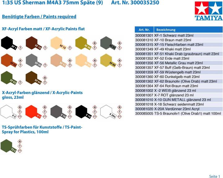 Actual product image Tamiya M4A3 Sherman 75mm Gun