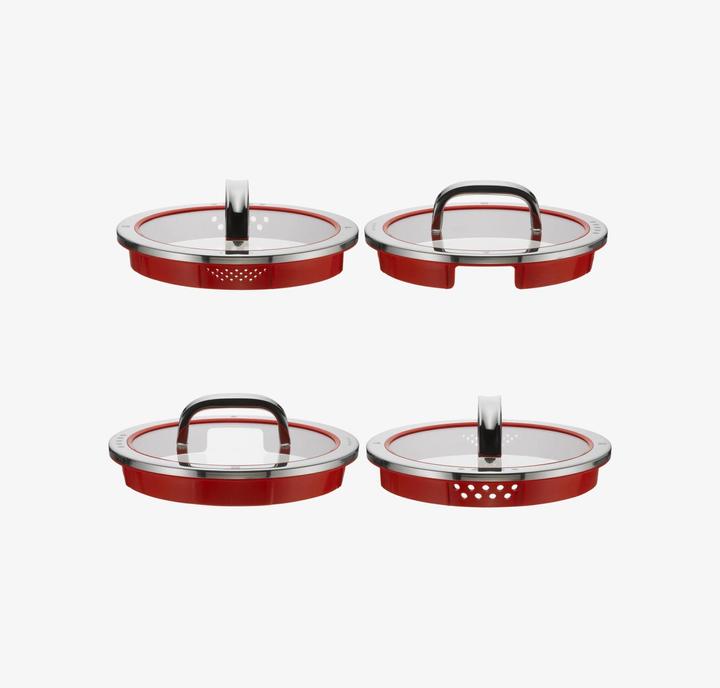 Produktbild WMF Topfdeckel 16cm Glasdeckel Function 4 Silikon Glas Edelstahl rot (16 cm, Metall, Glas)