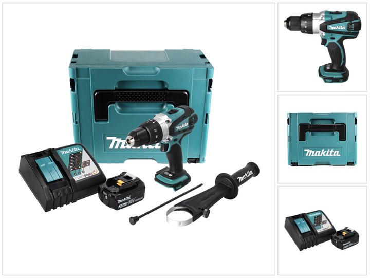 Actual product image Makita DHP 458 RF1J Battery impact drill 18V 91Nm in Makpac + 1x 3.0 Ah battery + charger (Rechargeable battery operated)