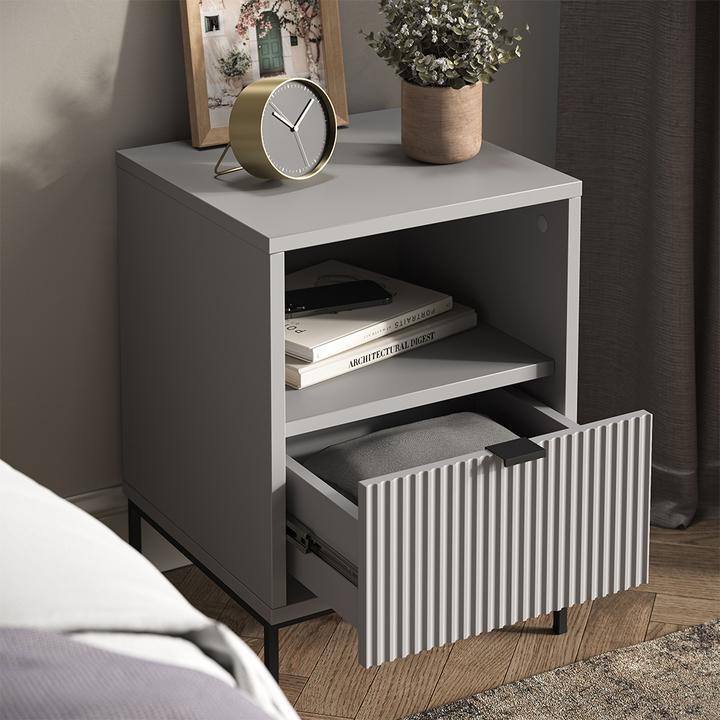 Actual product image Vichy Bedside table Eliza, Grey, 40 x 55 cm with 1 drawer