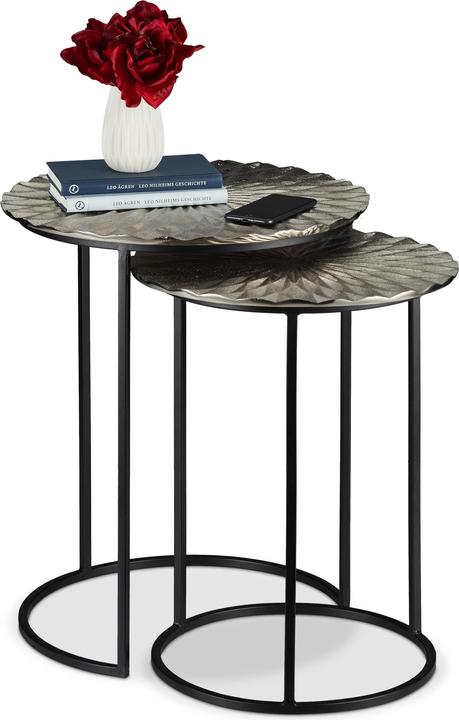 Actual product image Relaxdays Nesting Table Set of 2, Retro Design (Ø 46.5 x 56 cm)